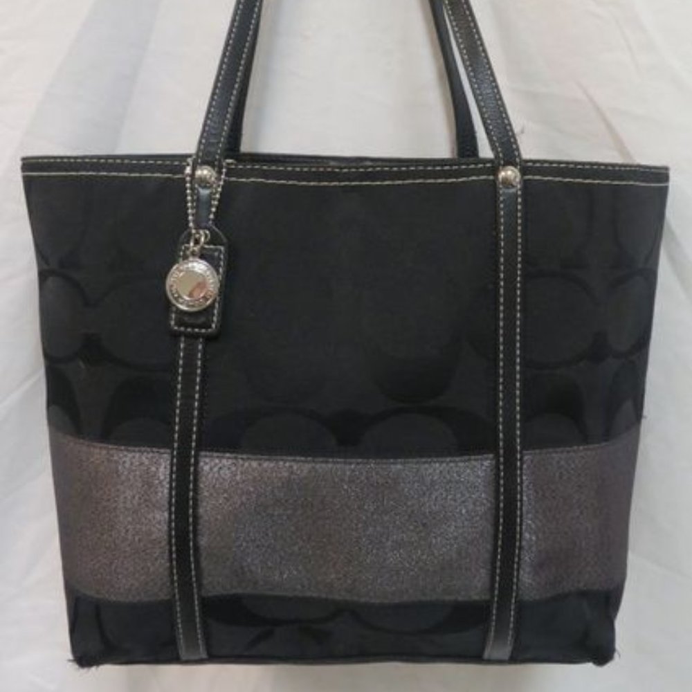 Coach Silver Stripe Black Purse